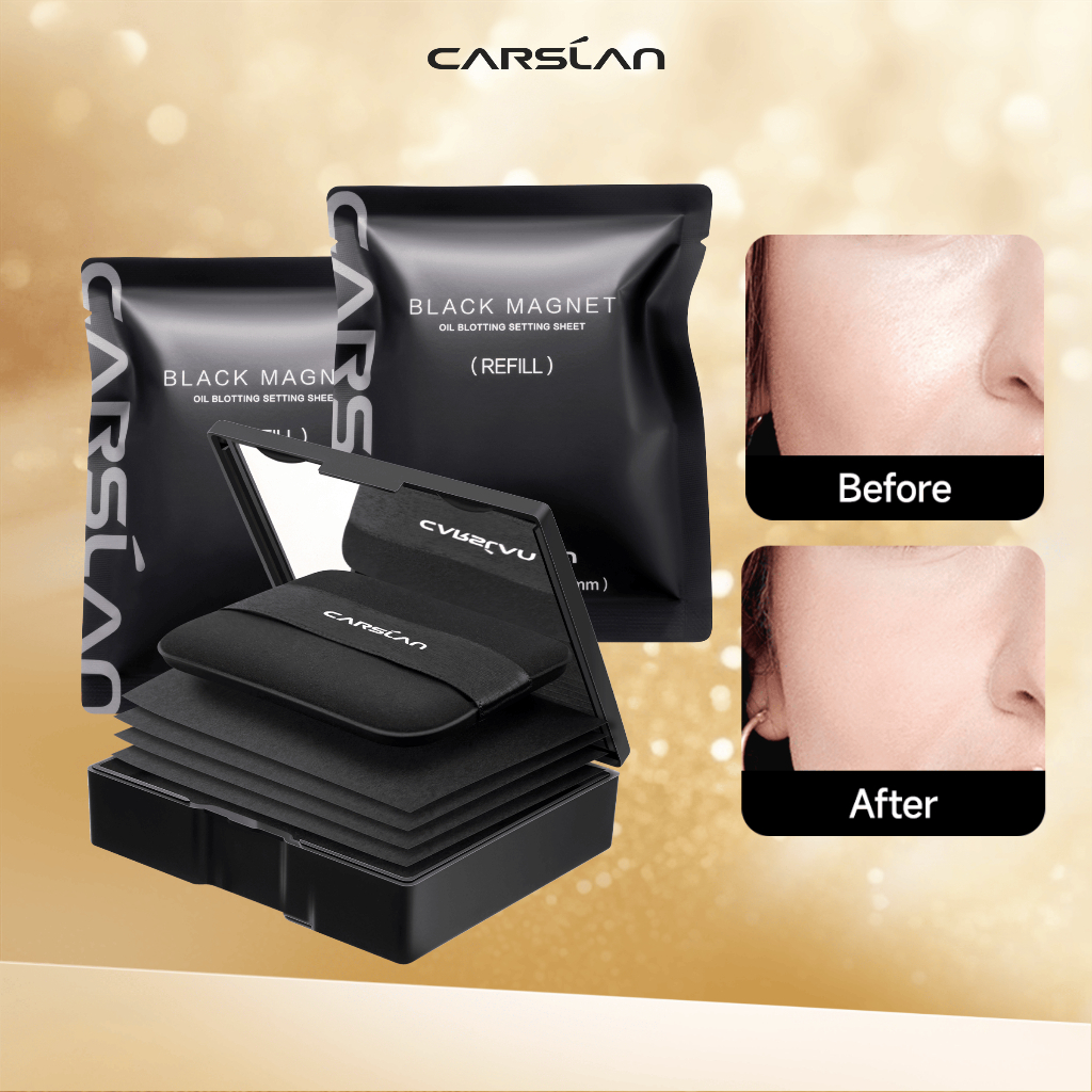 Giấy thấm dầu Black Magnet Carslan 2 trong 1 Thấm dầu Cố dịnh lớp makeup 150 tờ