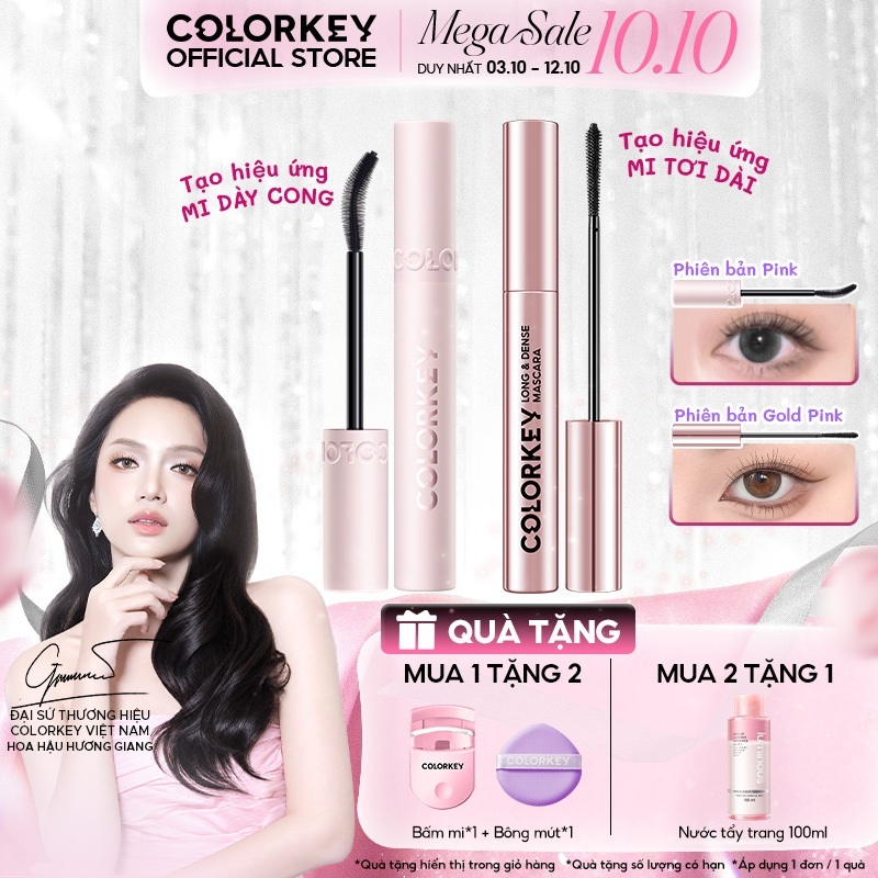 Mascara COLORKEY Chuốt Mi Dài Tơi Tự Nhiên, Cong Mi, Kháng Nước Lâu Trôi 24H
