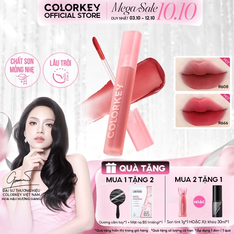 Son Kem Nhung Lì COLORKEY Velvet, Bền Màu Dễ Tán, Nhẹ Môi 2.5g