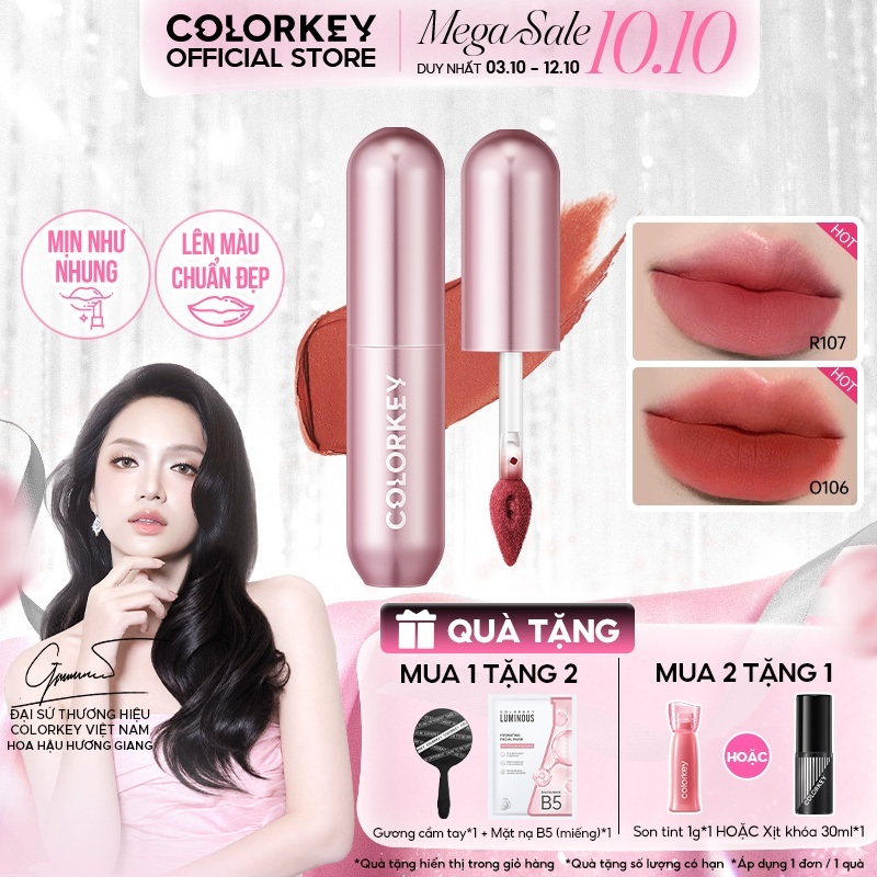 [MUA 1 TẶNG 1] Son Bùn Lì Mịn Dễ Tán COLORKEY, Không Khô Môi, Che Phũ Rảnh Môi 2g