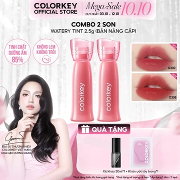 COMBO - Son COLORKEY Watery Tint Phiên Bản Mới, Bền Màu Lâu Trôi, Không Dính Cốc 2.5g