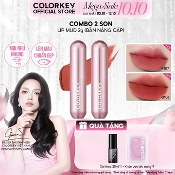 COMBO - Son Kem Bùn COLORKEY Phiên Bản Mới Chất Son Mềm Mịn, Dễ Tán, Che Vân Môi Tốt 2g