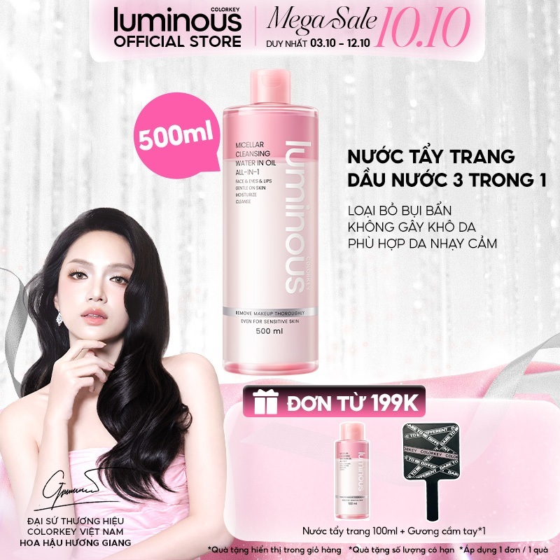 [MUA FULLSIZE TẶNG MINISIZE] Nước Tẩy Trang Colorkey Luminous Làm Sạch Sâu Cho Da Nhạy Cảm 500ml