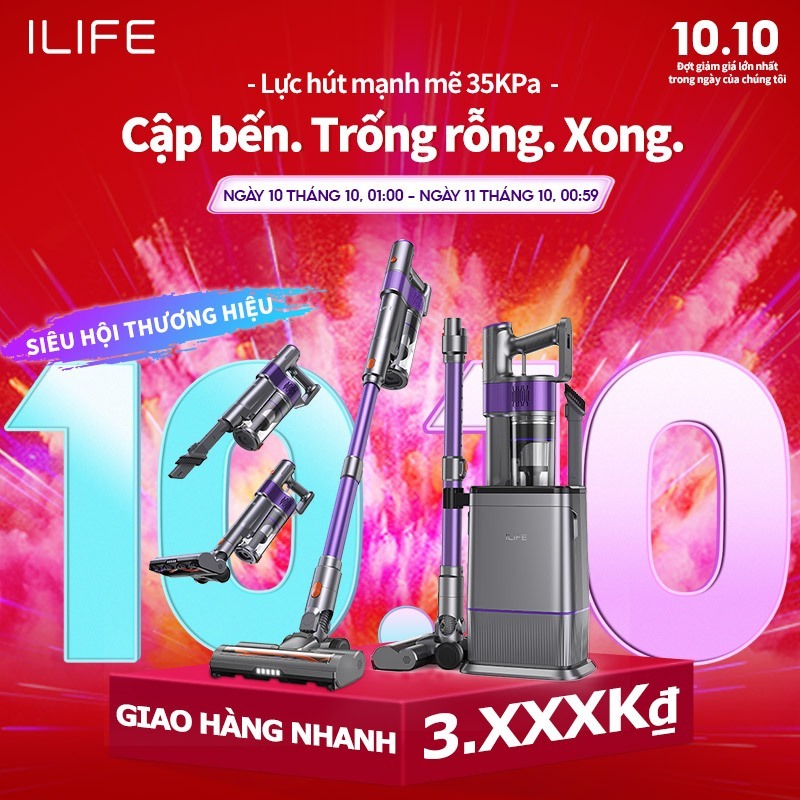 【Ra mắt sản phẩm mới】Máy hút bụi không dây ILIFE S90 PRO Tự động thu gom bụi áp suất 35KPa thời gian hoạt động 45 phút