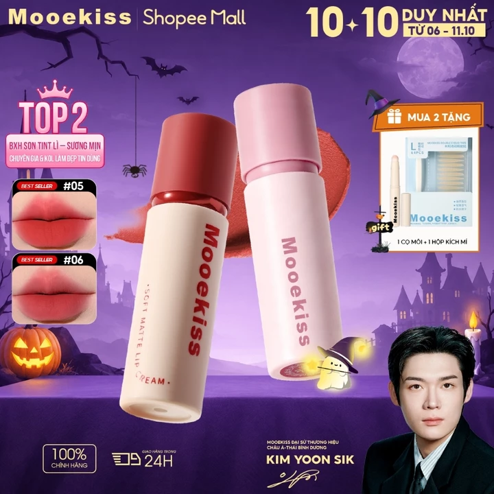 Mooekiss Lip Mud, Light Mist Matte, Lip Cream, Lip Glaze, Son kem