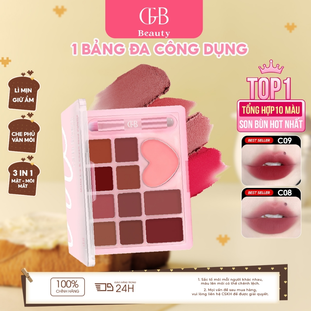 [CFB] Bảng Son CFB Tone Nude, Chất Nhung Lì Mịn, Lên Màu Chuẩn, Dễ Tán, Makeup Chuyên Nghiệp