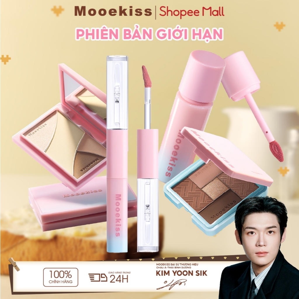 Set Trang Điểm Mooekiss, Son Bùn + Son Bóng + Phấn Mắt + Son 2 Đầu, Full Makeup Cơ Bản [KIM YOON SIK]