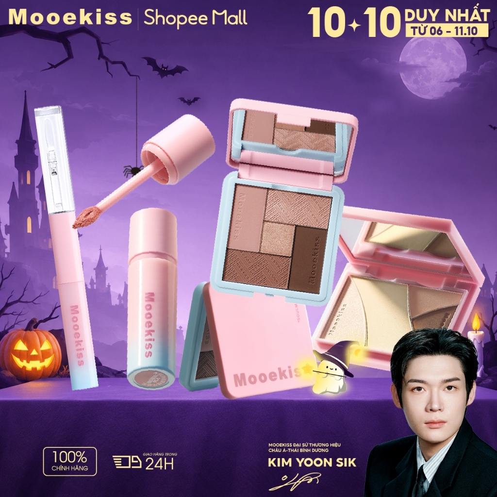 Set Trang Điểm Mooekiss, Son Bùn + Son Bóng + Phấn Mắt + Son 2 Đầu, Full Makeup Cơ Bản [KIM YOON SIK]