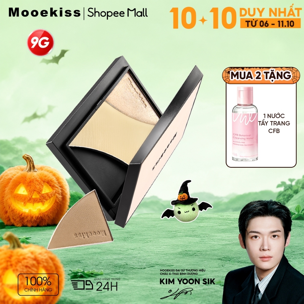 Bảng Tạo Khối Mooekiss 4 Màu, Contour & Highlight, Tạo Khối 3D, Lâu Trôi, Dễ Dùng 9g