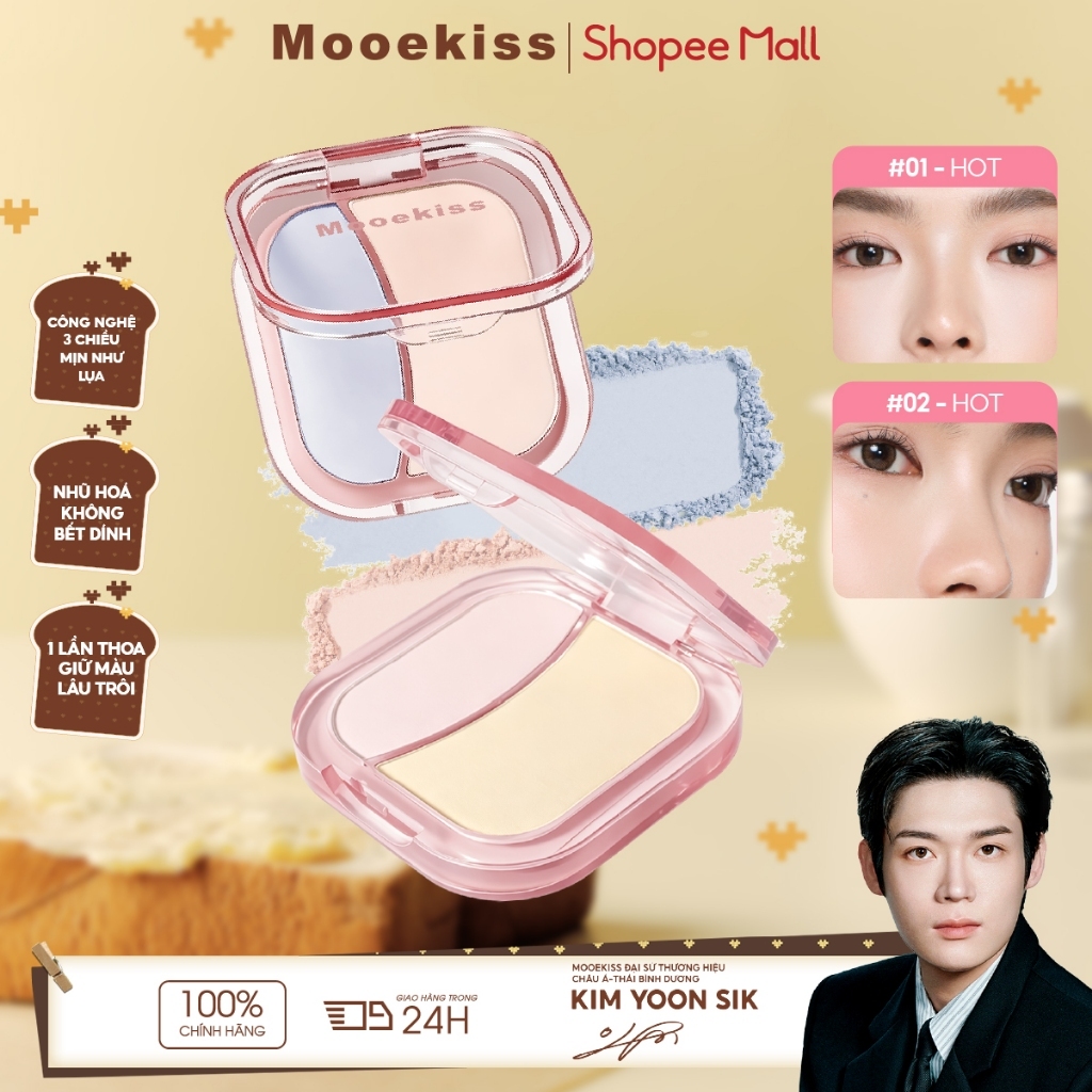[NEW] Mooekiss đôi highlight, làm sáng, phấn má hồng, mặt nạ, màu mở rộng