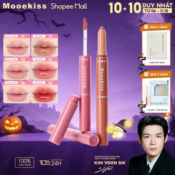 Son Bóng Hai Đầu MOOEKISS Dual-End Plumping Lip Gloss 2IN1 Kẻ Viền Môi & Dưỡng Bóng Căng Mọng Làm Đầy Môi 1.6g+0.5g