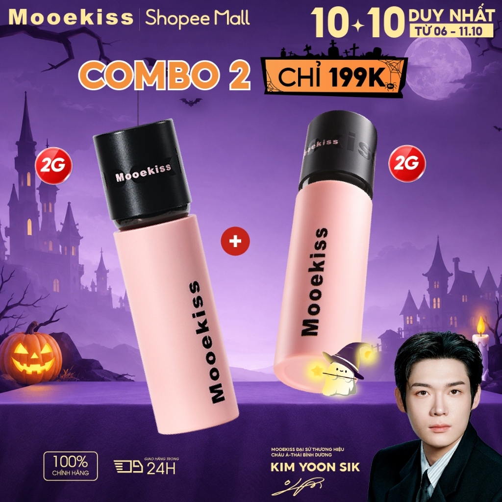 [LIVE Combo 2x2g] Combo 2 Son Bùn Mooekiss Mini, Lì Mịn, Làm Đều Màu Môi, Tôn Da Tự Nhiên, Nhỏ Gọn 2gx2