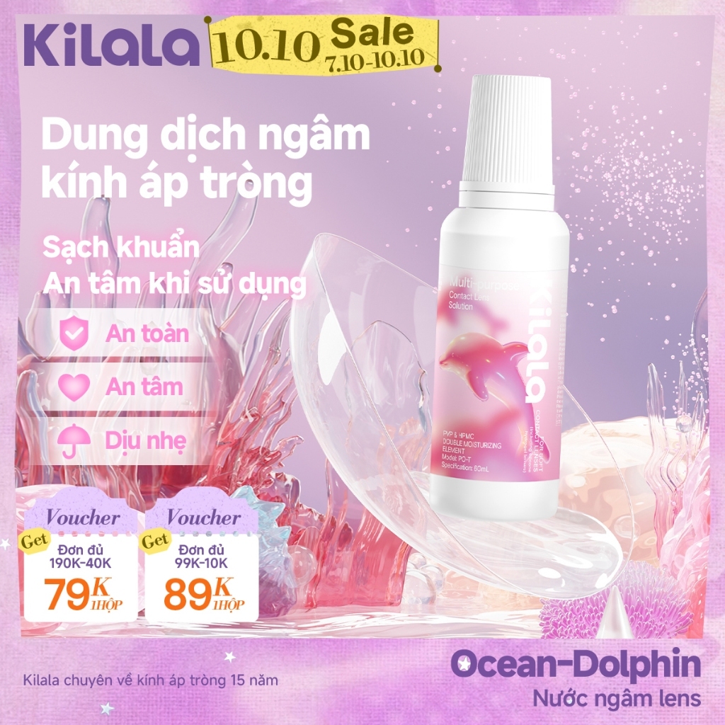 Nước ngâm lens cao cấp Kilala Little  Droplets 60ml/360ml- Dành cho mắt nhạy cảm