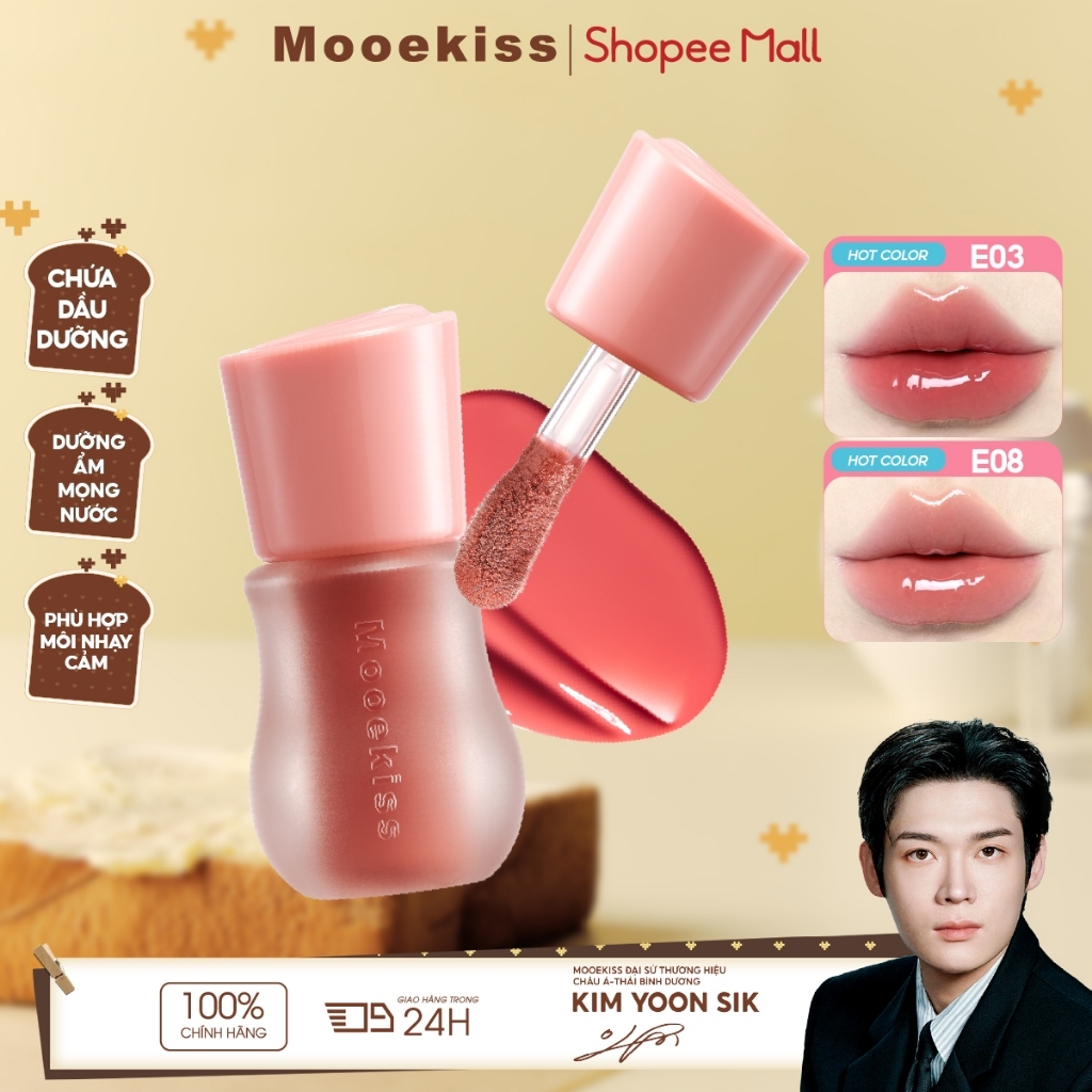 Son Bóng Mooekiss, Căng Mọng Môi, Dưỡng Ẩm, Hiệu Ứng Gương, Lâu Trôi, Trong Suốt [KIM YOON SIK]