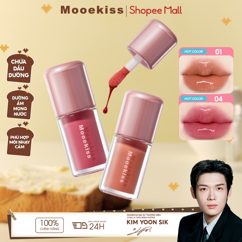 Son Bóng Dưỡng Môi MOOEKISS Kiss Lip Jelly Cấp Ẩm Làm Mềm Môi Căng Mọng, Đầy Môi Tự Nhiên 3.8ml
