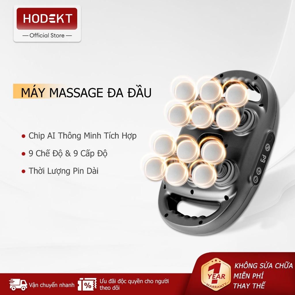 Máy Massage HODEKT 6/12/22 Đầu Máy Mát Xa Giảm Đau Cơ Sâu Thời Lượng Pin Dài Tự Ngắt Thông Minh