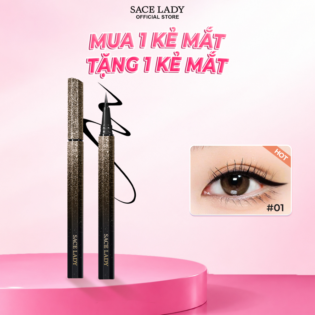 Bút Kẻ Mắt SACE LADY Dạng Lỏng Lâu Trôi Không Thấm Nước Nhanh khô Trang Diểm Mắt 0.7g