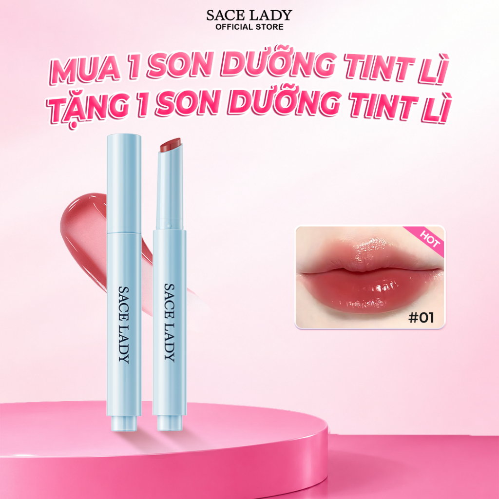 Son Tint Bóng SACE LADY Mát Màu Nước Lấp Lánh Một Cú Nhấp Chuột Bóng Sáng Bóng Trang Diểm Môi