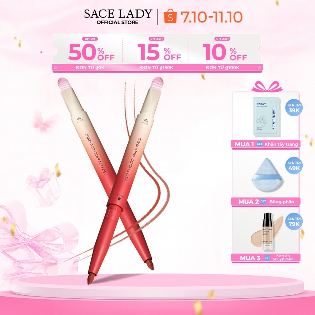 Chì Kẻ Viền Môi SACE LADY Bút kẻ môi Sắc Tố Cao Kết cấu mịn màng Trang Điểm Cho Nữ