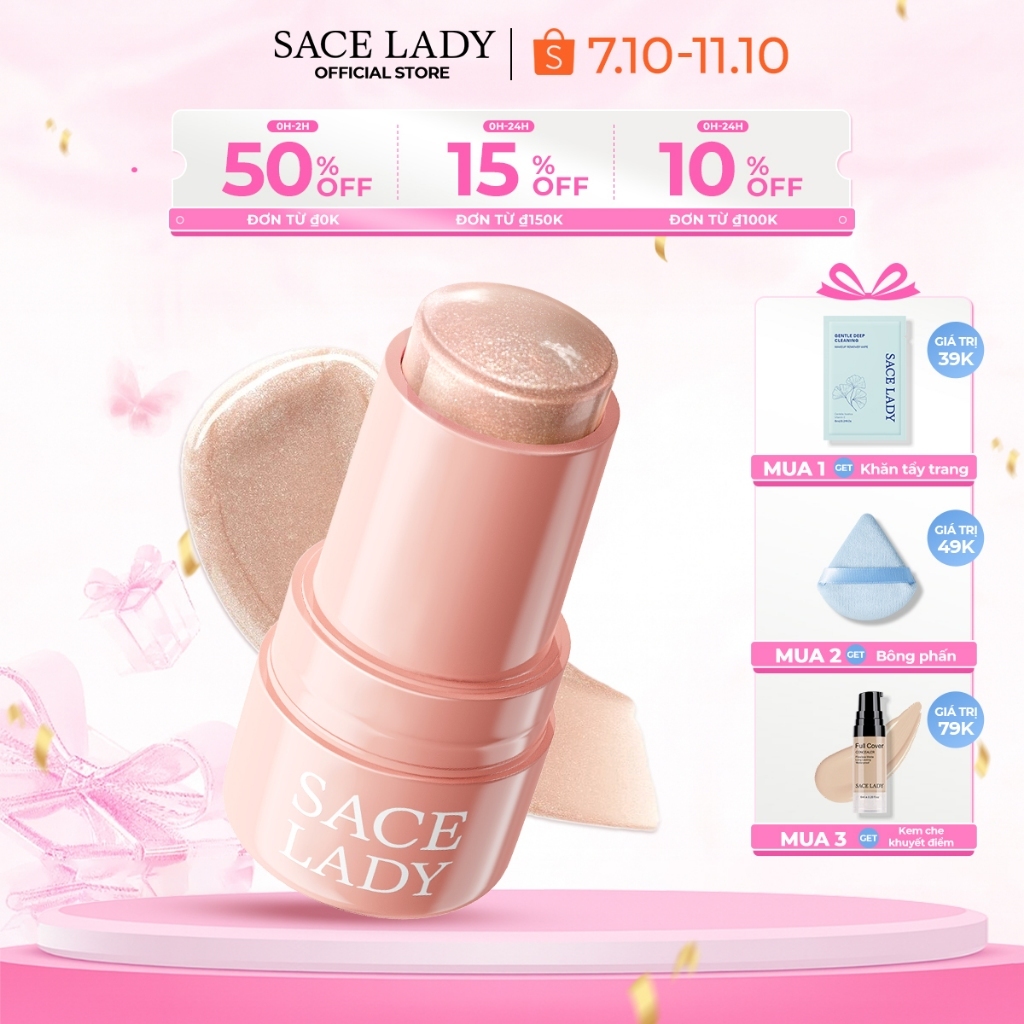 Phấn Bắt Sáng Highlight SACE LADY Dạng Thỏi  Nước Rạng Rỡ Lâu Trôi Phát Sáng Kết Cấu Thạch độc đáo