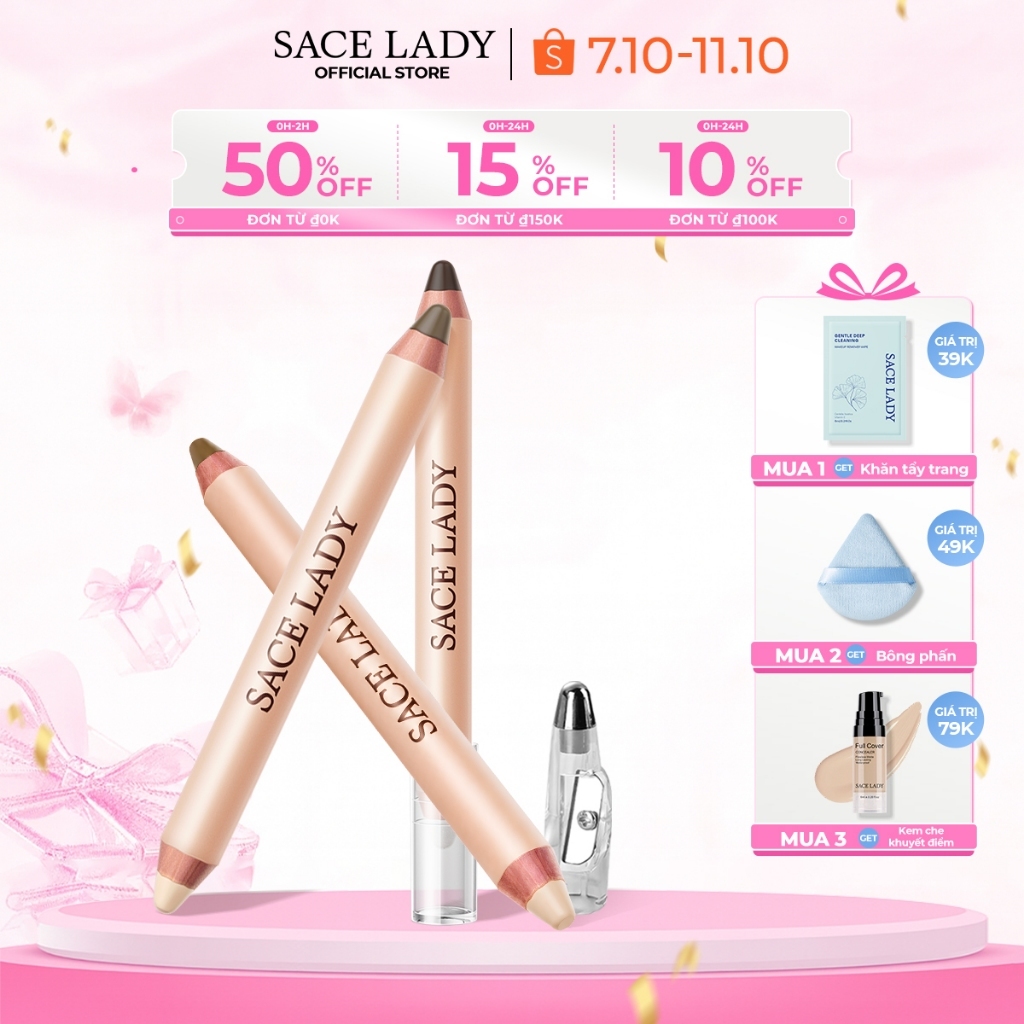 Bút Tạo Khối SACE LADY Hai đầu Trang điểm Mượt Mà Tự Nhiên 3.2g