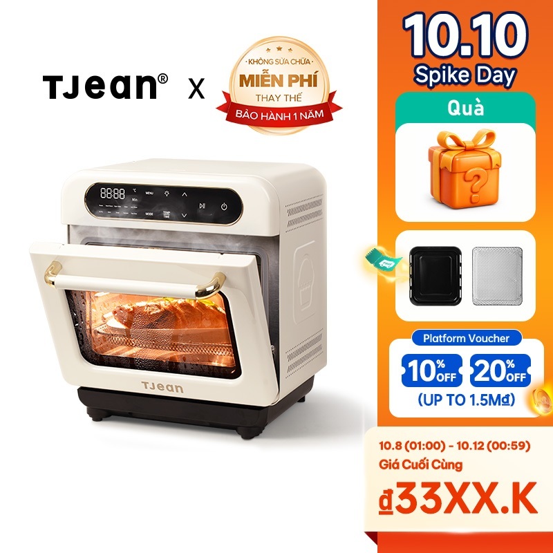 TJean lò nướng hơi nước không dầu 12L steam oven lò nướng Nồi Hấp Điện đa chế độ nấu cài sẵn(12 tháng)