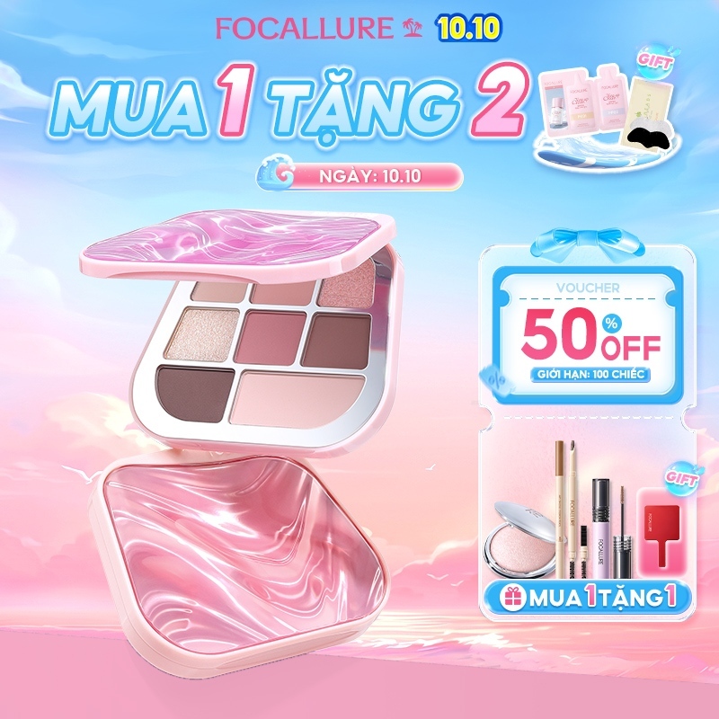 Bảng Phấn Mắt FOCALLURE Sắc Tố Cao Lâu Dài Không Miếng Dán Dưỡng Ẩm Không Bánh 8 Màu
