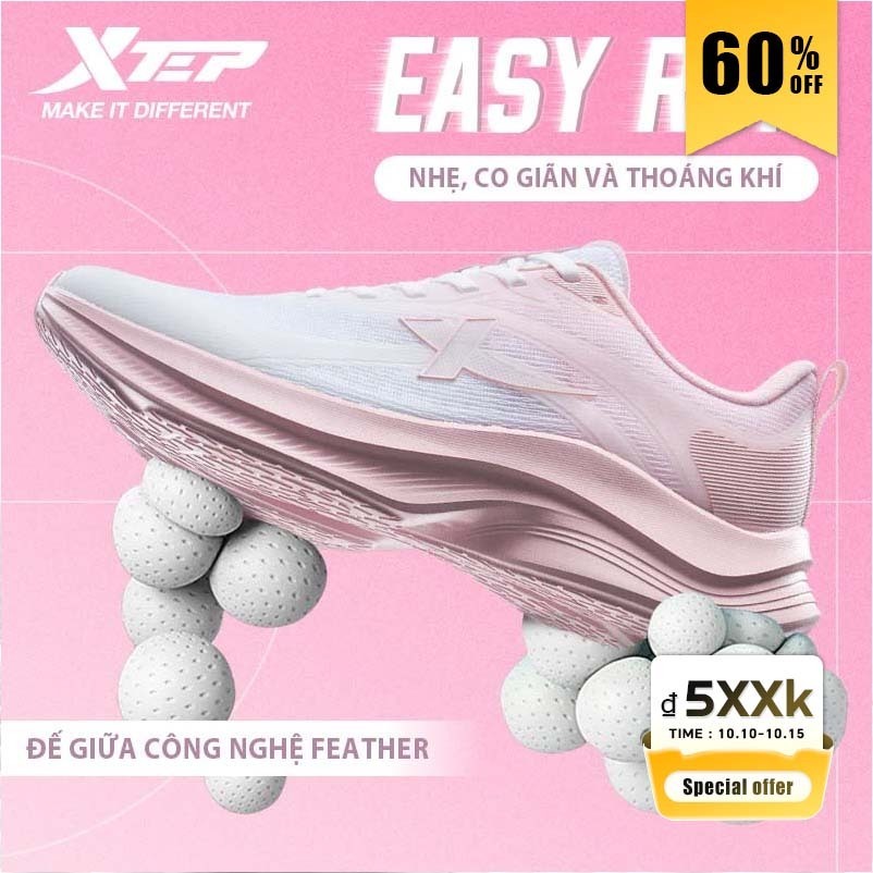 【XTEP】Easy run | Giày chạy Xtep mùa hè Macaron 6.0 cho nữ, giày chạy bộ lưới thoáng khí, giày thể thao nhẹ giảm chấn cho chạy 5KM+