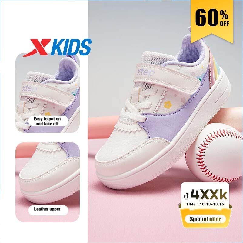 XTEP Kids Trẻ Em Giày Mùa Xuân Thu Mới Thoải Mái Đế Mềm Đa Năng Giày Thể Thao Thời Trang Bé Gái
