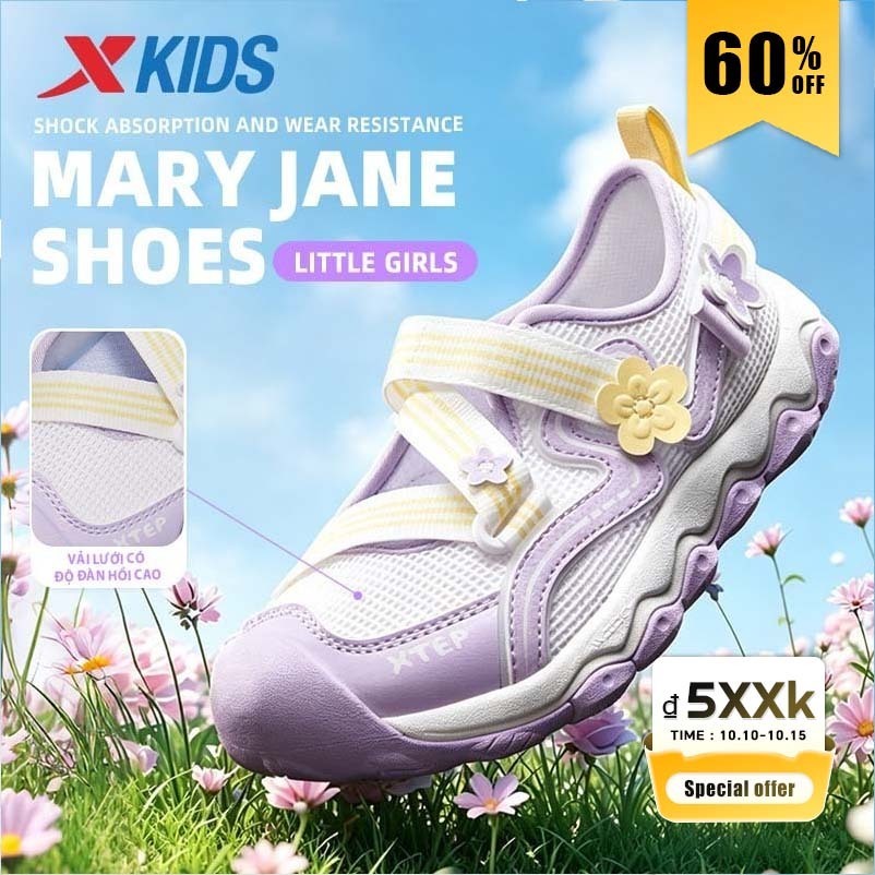 XTEP KIDS Dép Mùa Hè Phong Cách Mới Cho Bé Gái Đệm Chống Mài Mòn Giày Thể Thao Trẻ Em Giày Thoáng Khí