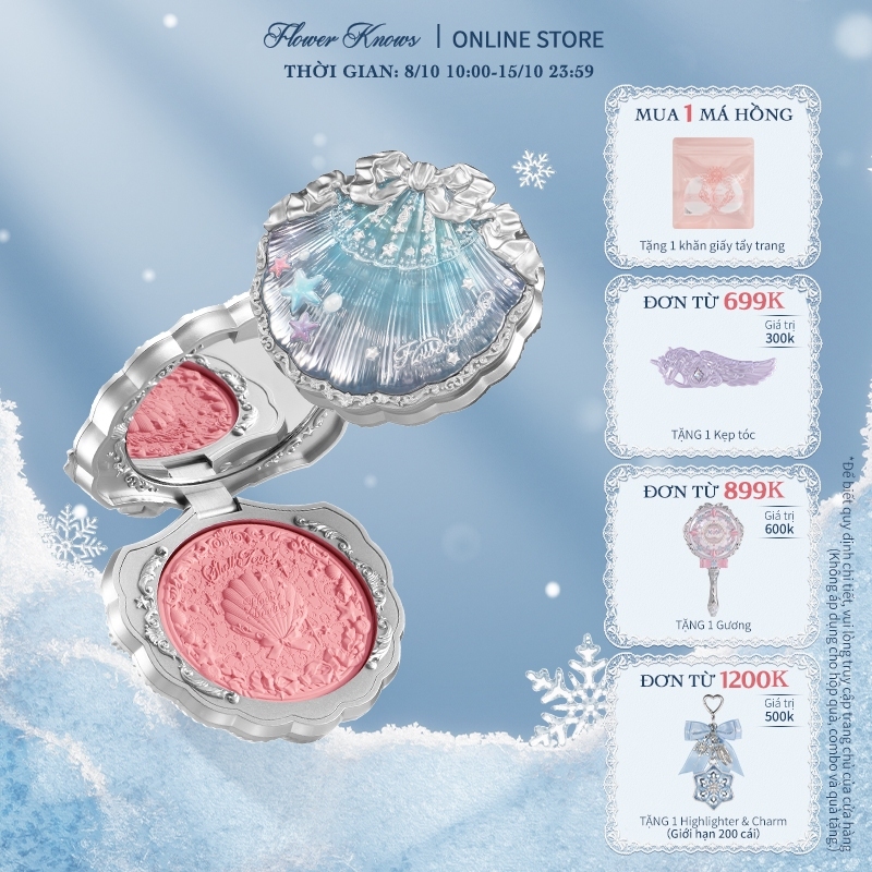 Phấn Má Hồng Flower Knows Shell 's Jewel Bộ Sưu Tập Bột mềm Mịn Lì Lên Chuẩn Màu Blush Powder  5g
