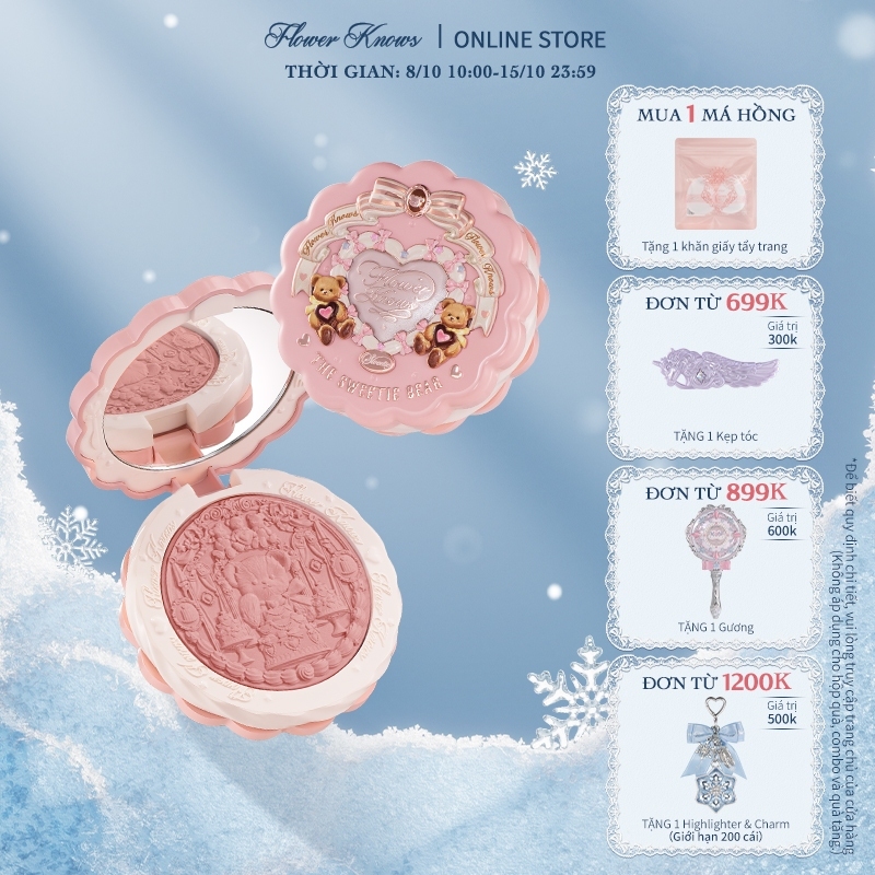 Phấn má hồng Silk Satin Collection Flower Knows The Sweetie Bear Blush 5g