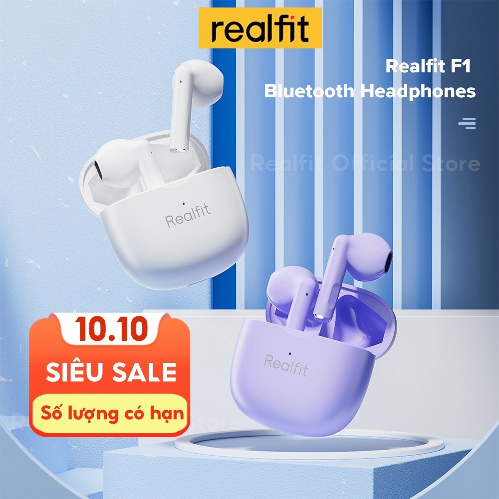 Tai nghe Bluetooth Realfit F1 Tai nghe không dây chất lượng HIFI với micrô Bluetooth 5.3 Super Bass