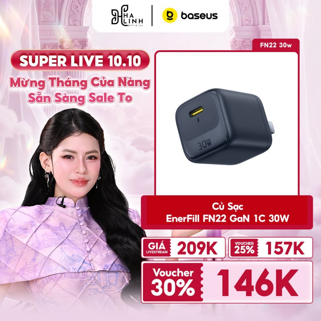 [VHL x Baseus] Củ Sạc EnerFill FN21 GaN 1C 30W