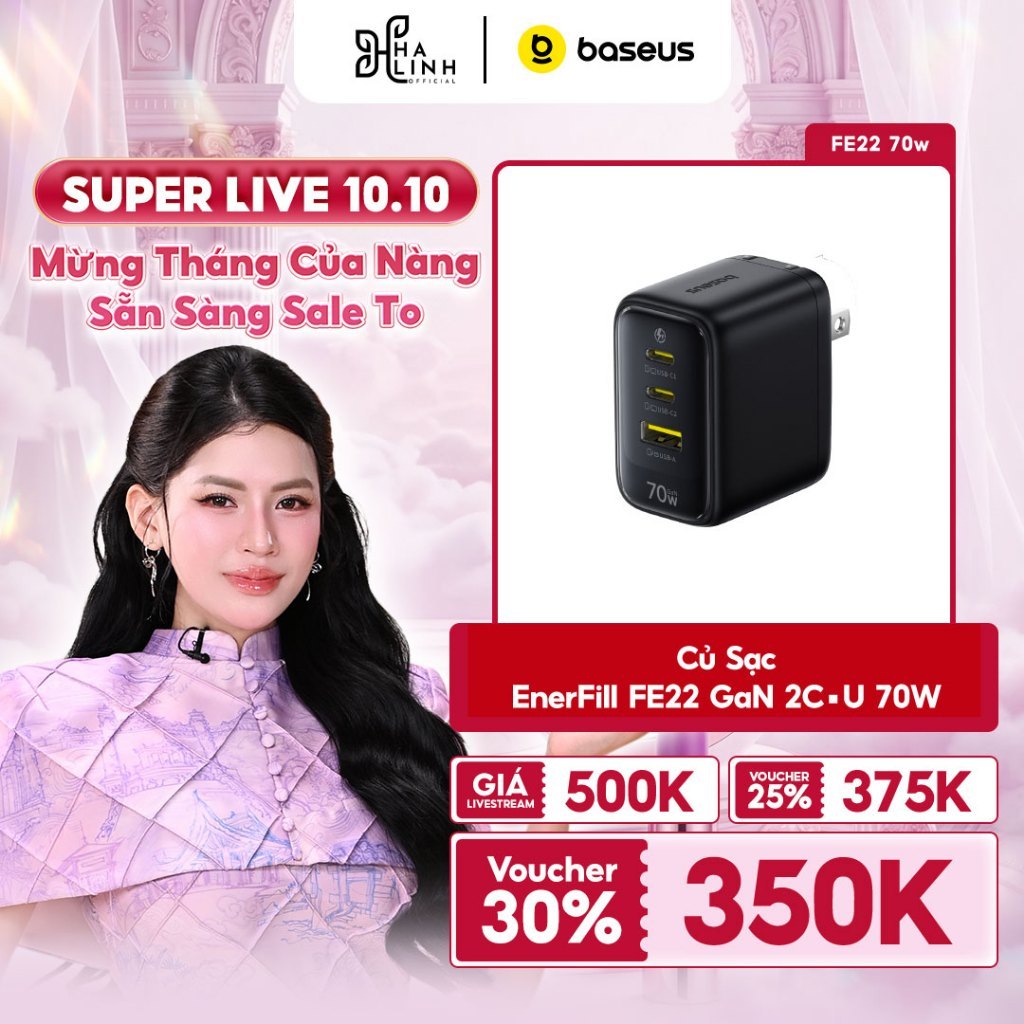[VHL x Baseus] Củ Sạc EnerFill FE22 GaN 2C+U 70W
