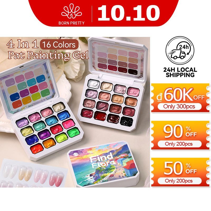 【Local】UR SUGAR 16 Màu Móng Tay Nghệ Thuật Pat Tranh Gel Không Vuốt Móng Tay Gradient Tranh Gel Sơn Móng Tay Vẽ Màu Đổi Ngâm Tắt Gel Varnish