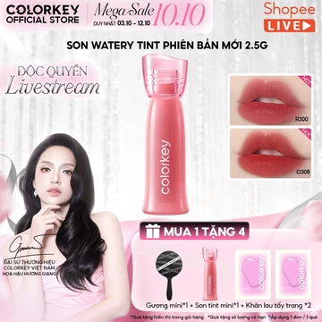 [LIVE - MUA 1 TẶNG 4] Son COLORKEY Watery Tint Phiên Bản Mới - Bền Màu Lâu Trôi, Dưỡng Ẩm Nhẹ Môi, Không Dính Cốc 2.5g