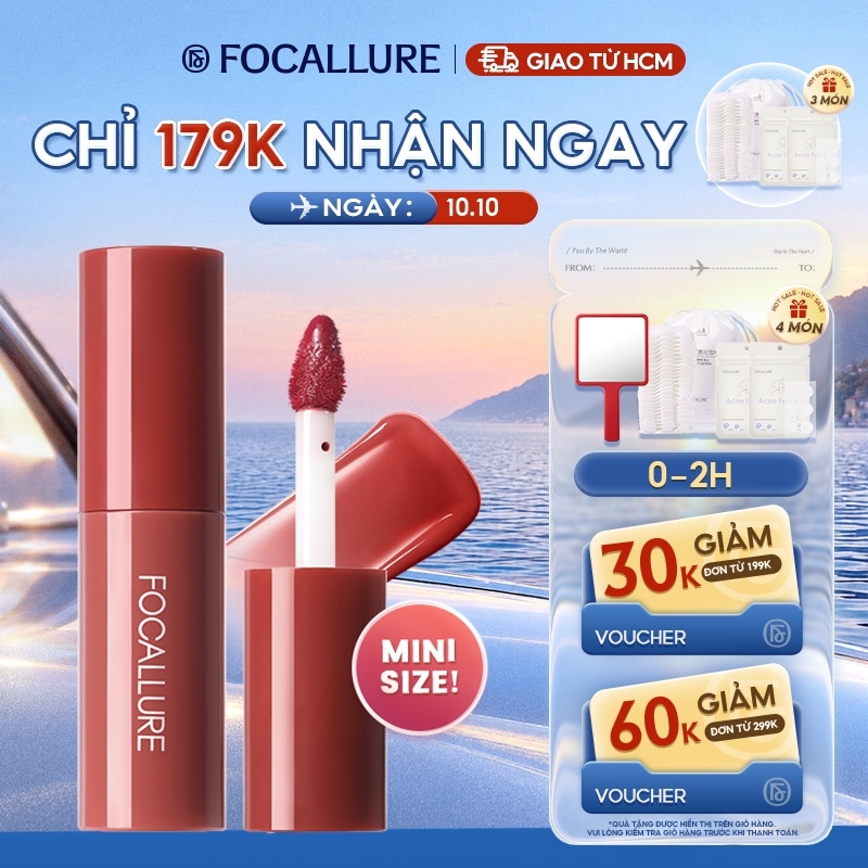 FOCALLURE Mini Mirror Dewy Lip Tint Gloss Rich Non-Stick Cup Moisture Light Clear Non-Sticky 1.3g