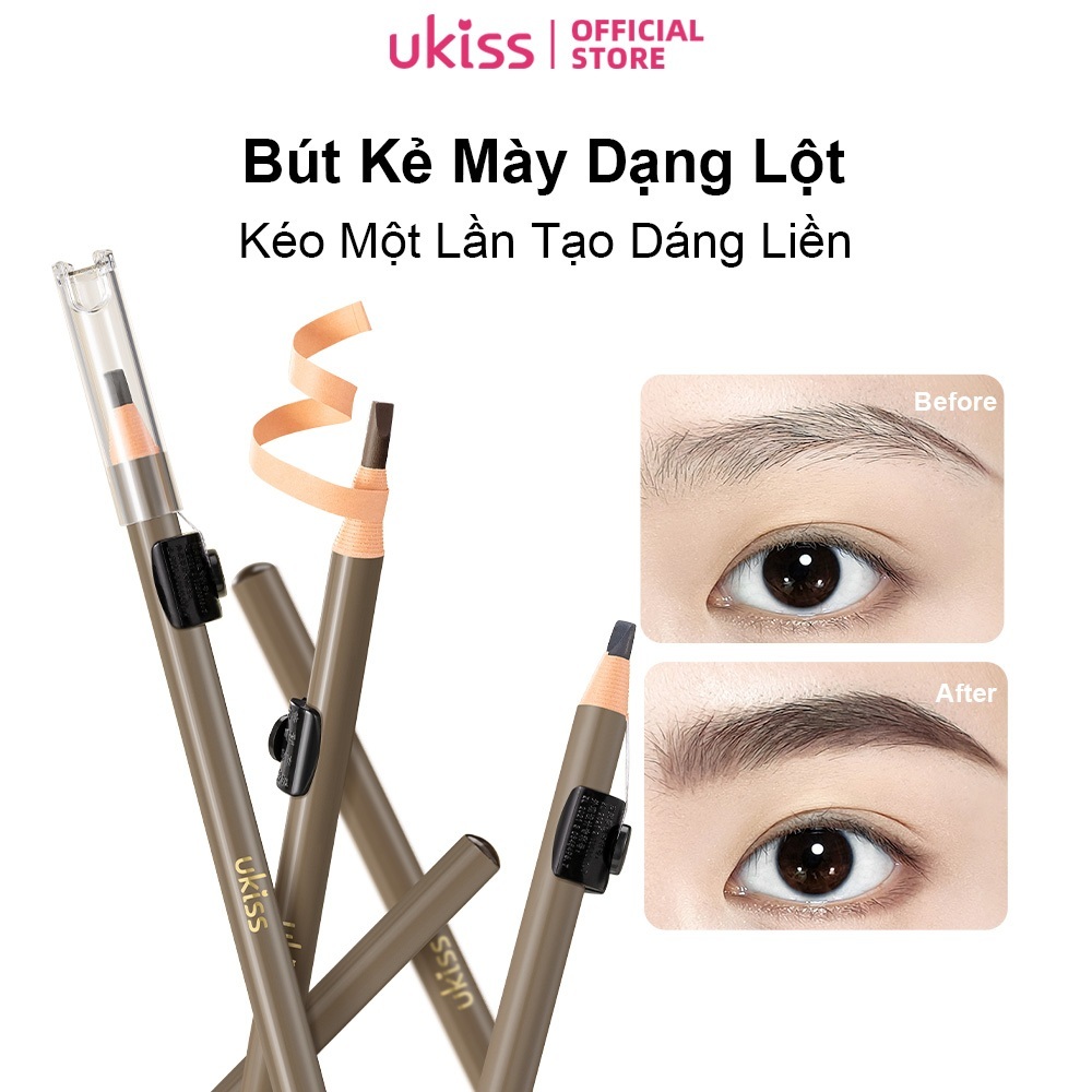 Ukiss Một kéo không cạo lông mày bút Chống thấm nước lâu dài （3,8g / 3,5g）