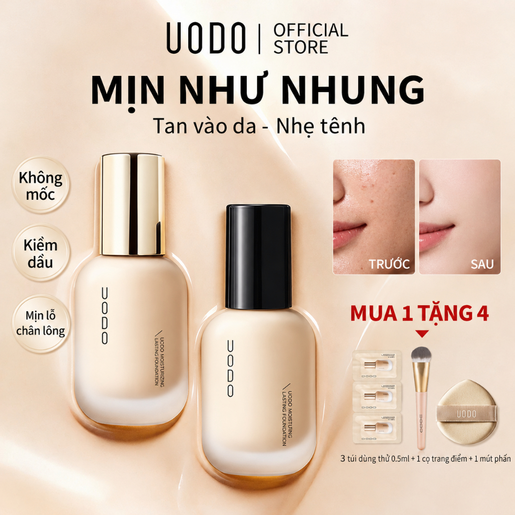 Kem nền UODO che phủ hoàn hảo Lâu trôi suốt 24h Kiềm dầu hiệu quả Mịn da không vón cục 30g
