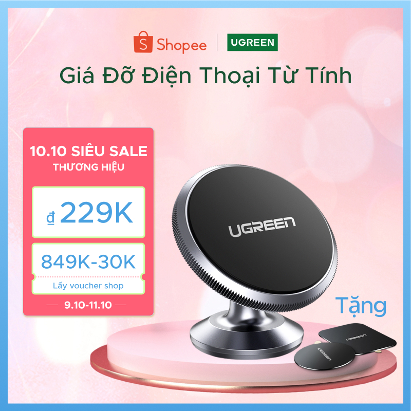Giá đỡ điện thoại từ tính trên xe UGREEN có nam châm xoay 360°, kích thước mini, tiện dụng cao cấp, cho iPhone 17/16/15/14 Pro max, Samsung S26/25/S24 Ultra
