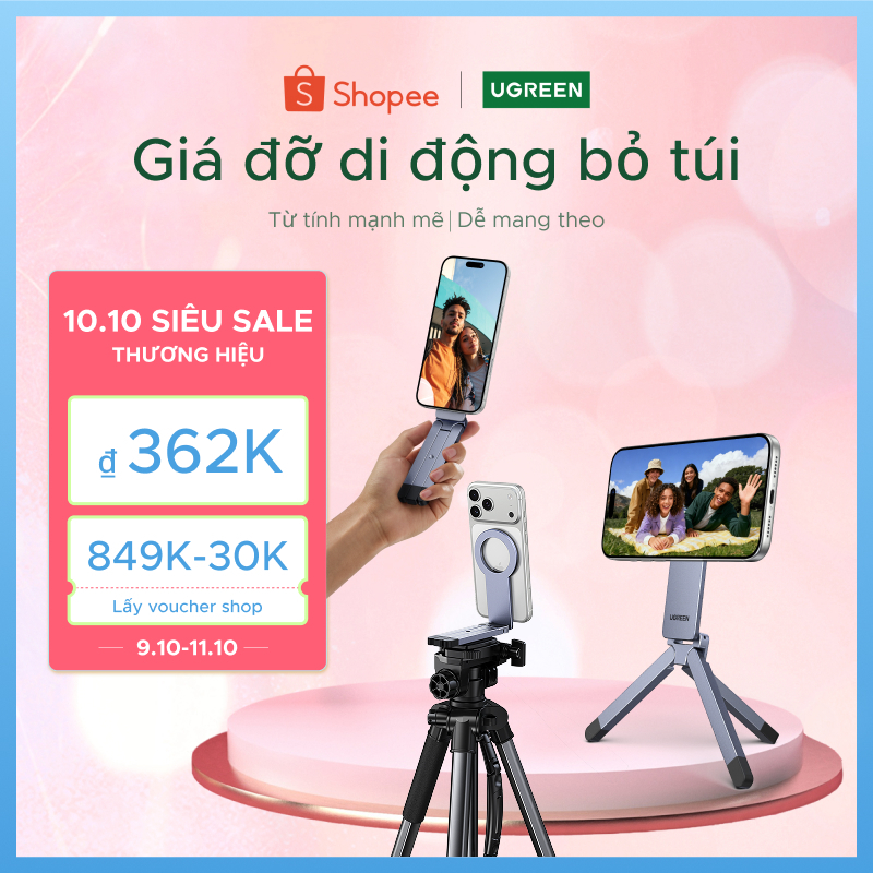 Giá đỡ điện thoại từ tính bỏ túi UGREEN Dễ Mang Theo Mount Magsafe Chân máy từ tính Thích hợp cho vlog / Chụp ảnh / Chuyến đi công tác / Cuộc họp trực tuyến