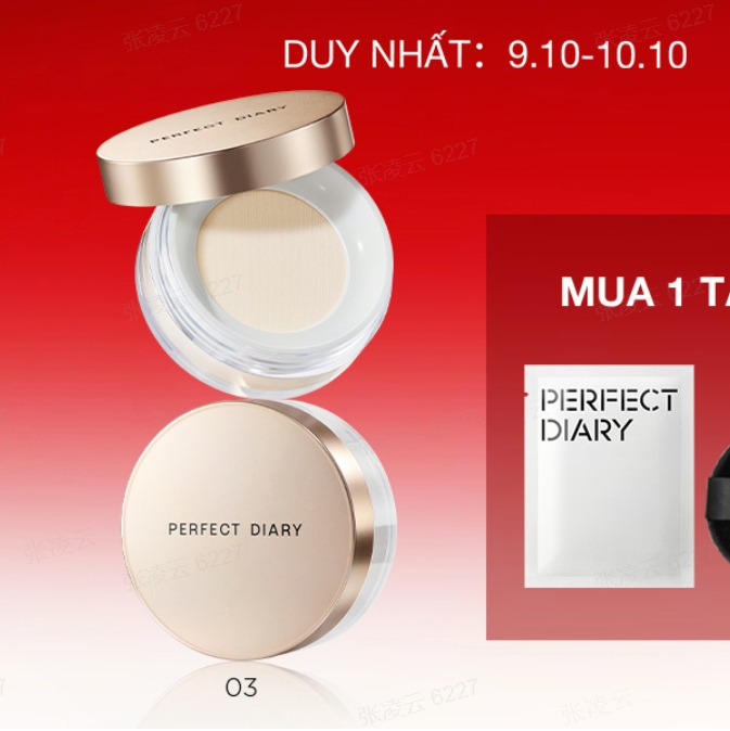 Phấn phủ kiềm dầu PERFECT DIARY chống thấm nước kiểm soát dầu lên đến 12h với 3 màu tùy chọn 7g