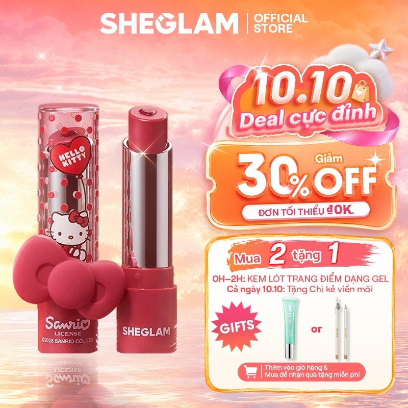 Son Môi SHEGLAM Hello Kitty Sandwich Lipstick, Son Dưỡng Ẩm Màu Lên Chuẩn, Lâu Trôi, Bóng Nhẹ, Giúp Môi Mịn Màng