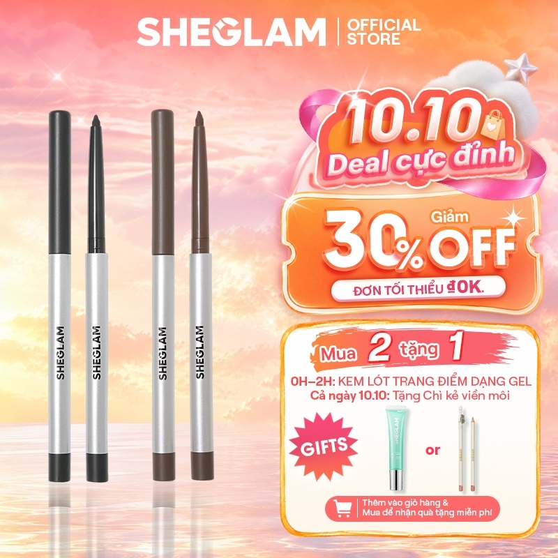 Bút Kẻ Mắt Dạng Gel SHEGLAM Chống Nước, Lâu Trôi, Không Lem, Đầu Bút Mềm Mịn, Dễ Vẽ, Giúp Đôi Mắt To Tròn Tự Nhiên