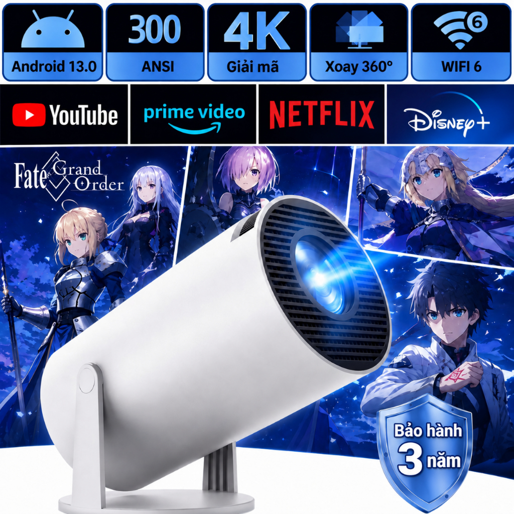 HY300 Máy Chiếu 4K Kết Nối Điện Thoại Di Động Máy Chiếu mini Đồng Hồ Phim Máy Chiếu Android hy300 Android YouTube Google Play Store Hỗ Trợ Chia Sẻ Màn Hình Điện Thoại Di Động