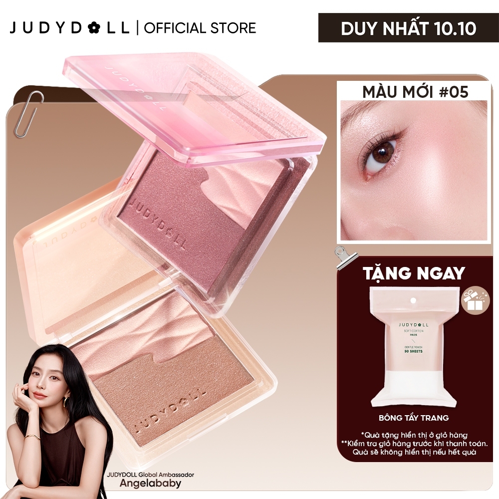 [MỚI] Phấn Má Hồng Nhũ Nhẹ JUDYDOLL Satin Blush Căng bóng Mịn lì Không lộ lỗ chân lông Tệp da Bắt sáng Tự nhiên 5g