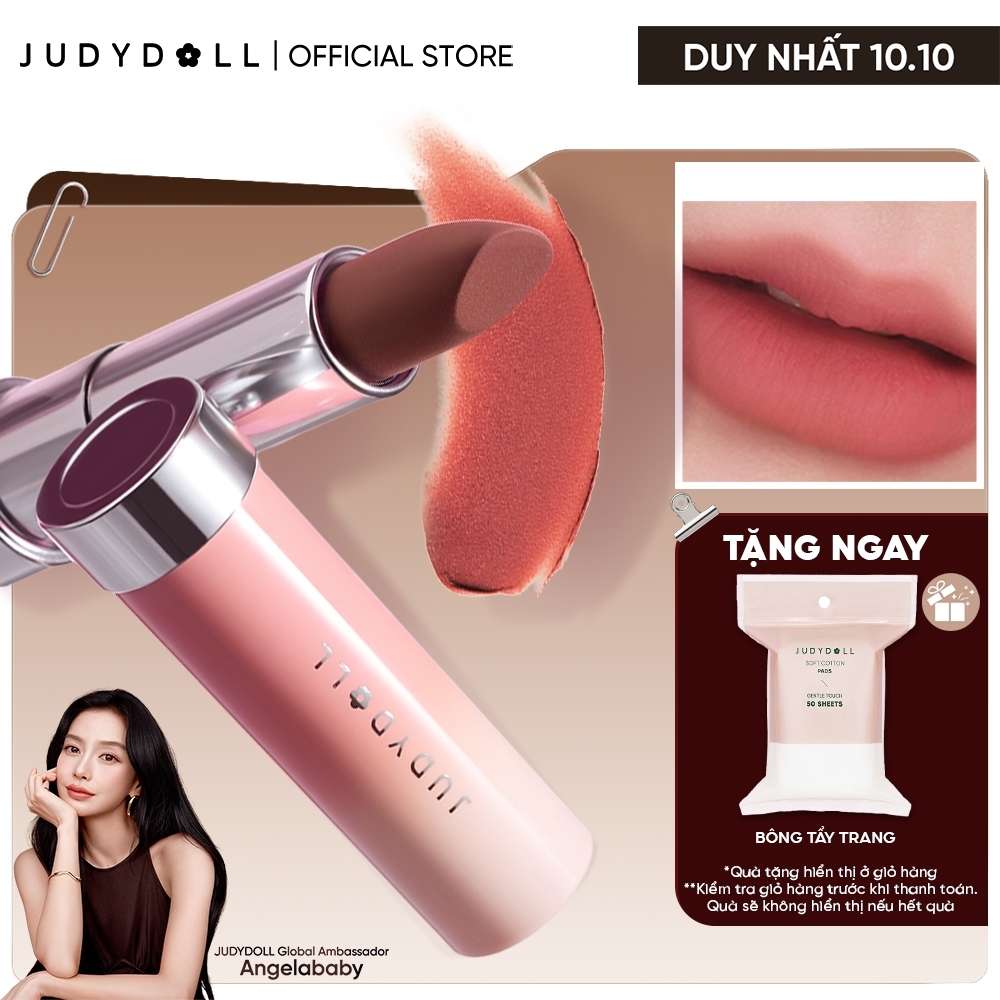 [MỚI] Son Lì JUDYDOLL Velvet Matte Lipstick Son thỏi Ẩm mướt Bơ mịn Mờ vân môi 3,6g