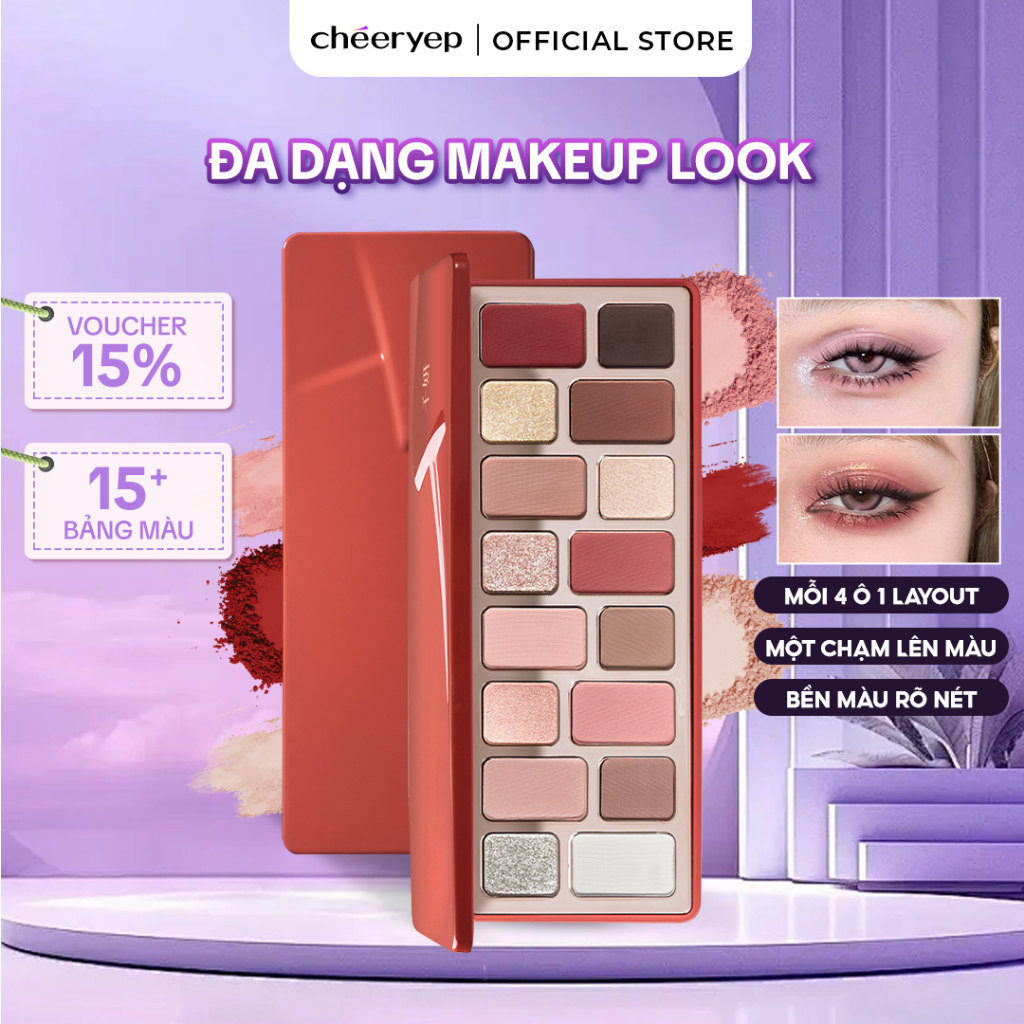 Bảng Phấn Mắt CHÉERYEP 16 Ô Đa Năng Phấn Mịn Lên Màu Chuẩn Đa Dạng Phong Cách Trang Điểm