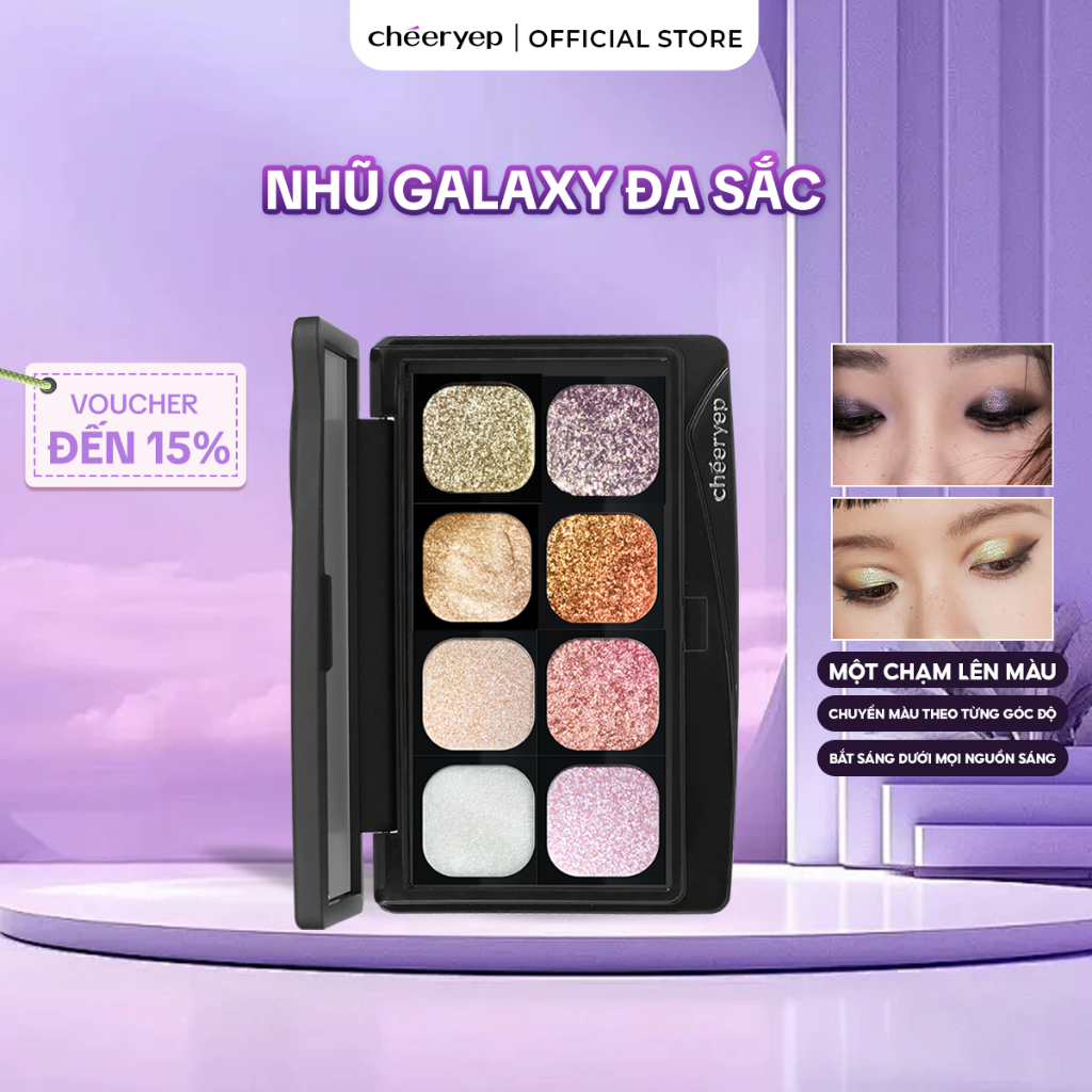 Bảng Phấn Mắt CHÉERYEP Galaxy Festival Nhũ Đa Sắc Bắt Sáng Lấp Lánh Phấn Mịn Dễ Tán Bền Màu 11.5g